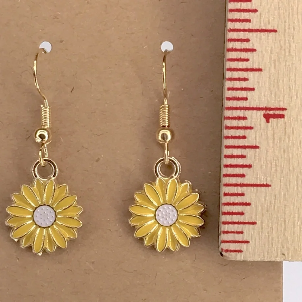 Gold and Yellow Daisy Earrings Fashion Jewelry